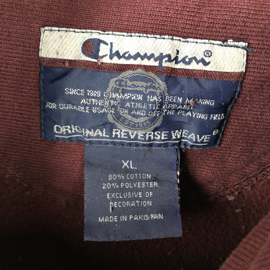 2000'S Champion Original Reverse Weave College Pullover Hoodie, Men's XL cotton burgundy type Vintage Second Hand
