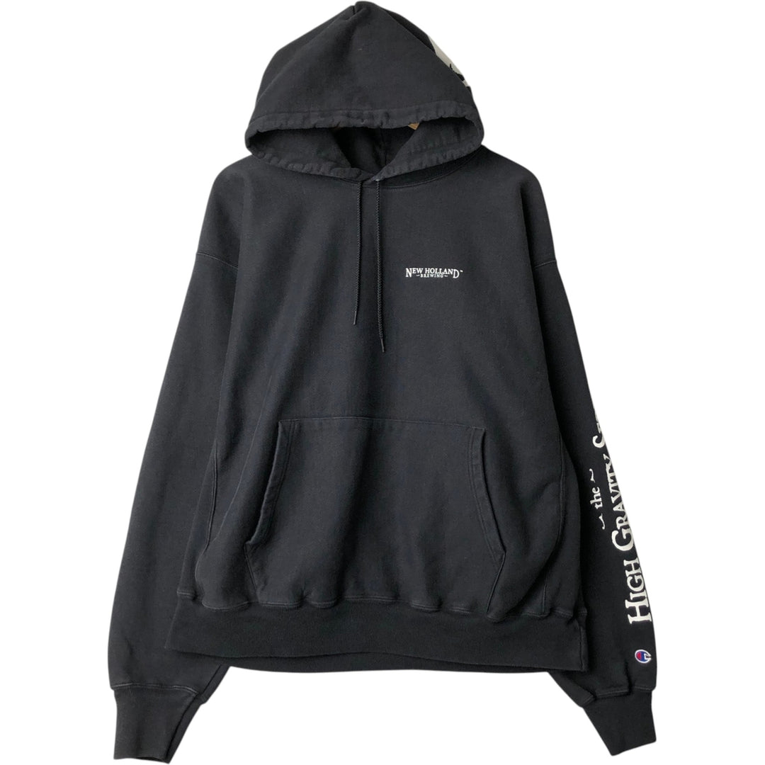 2000'S Champion Premium Reverse Weave Sweatshirt Pullover Hoodie, Men's XL cotton black type Vintage Second Hand