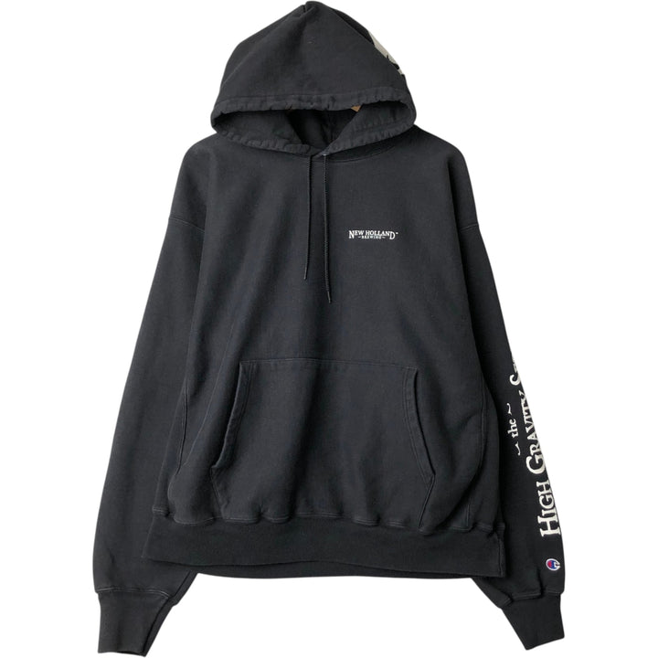 2000'S Champion Premium Reverse Weave Sweatshirt Pullover Hoodie, Men's XL cotton black type Vintage Second Hand