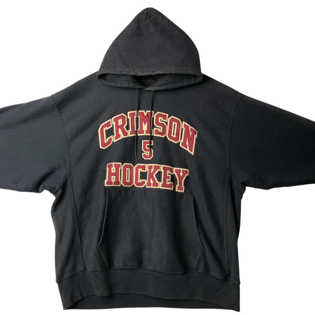 2000'S Champion Premium Reverse Weave Triple Print College Sweatshirt Pullover Hoodie, Men's XXL equivalent. unclear black type Vintage Second Hand