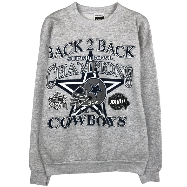 90'S Tultex NFL Dallas Cowboys Super Bowl Print Sweatshirt (Men's XL equivalent) cotton gray type Vintage Second Hand