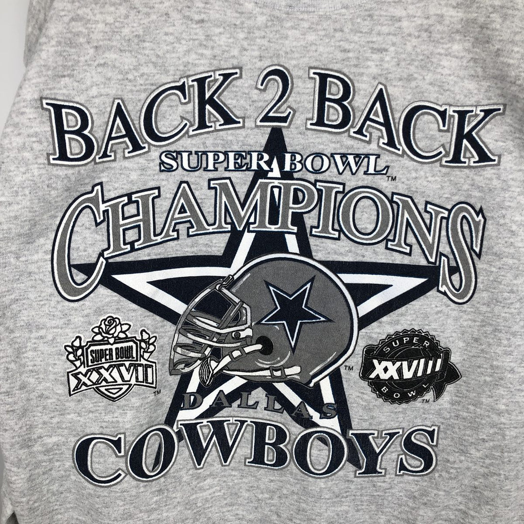 90'S Tultex NFL Dallas Cowboys Super Bowl Print Sweatshirt (Men's XL equivalent) cotton gray type Vintage Second Hand