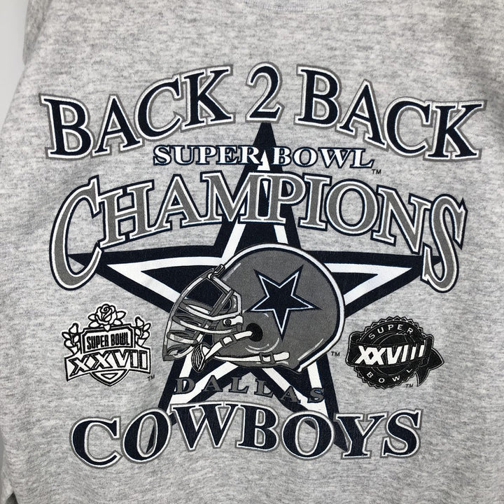 90'S Tultex NFL Dallas Cowboys Super Bowl Print Sweatshirt (Men's XL equivalent) cotton gray type Vintage Second Hand