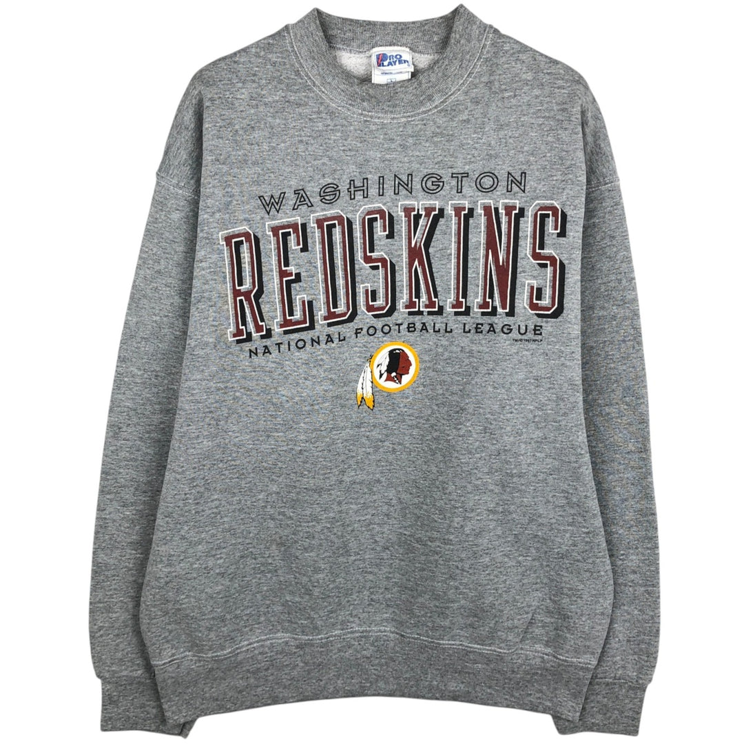 90'S PRO LAYER NFL Washington Redskins Print Sweatshirt, Made in USA, Men's Size L (Equivalent), Vintage polyester gray type Vintage Second Hand