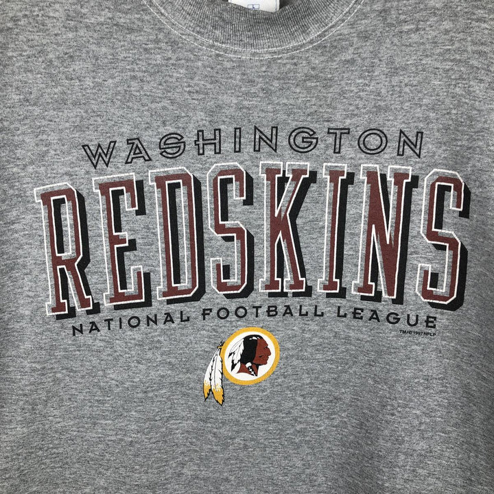 90'S PRO LAYER NFL Washington Redskins Print Sweatshirt, Made in USA, Men's Size L (Equivalent), Vintage polyester gray type Vintage Second Hand