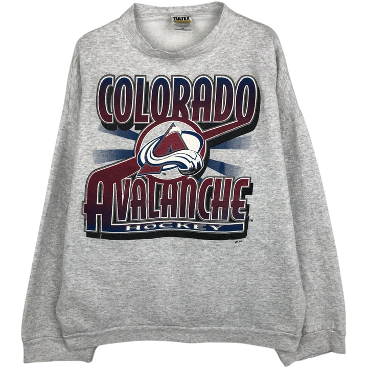 90'S Tultex Maximum Sweats NHL Colorado Avalanche Print Sweatshirt (Men's XXL equivalent) cotton gray type Vintage Second Hand
