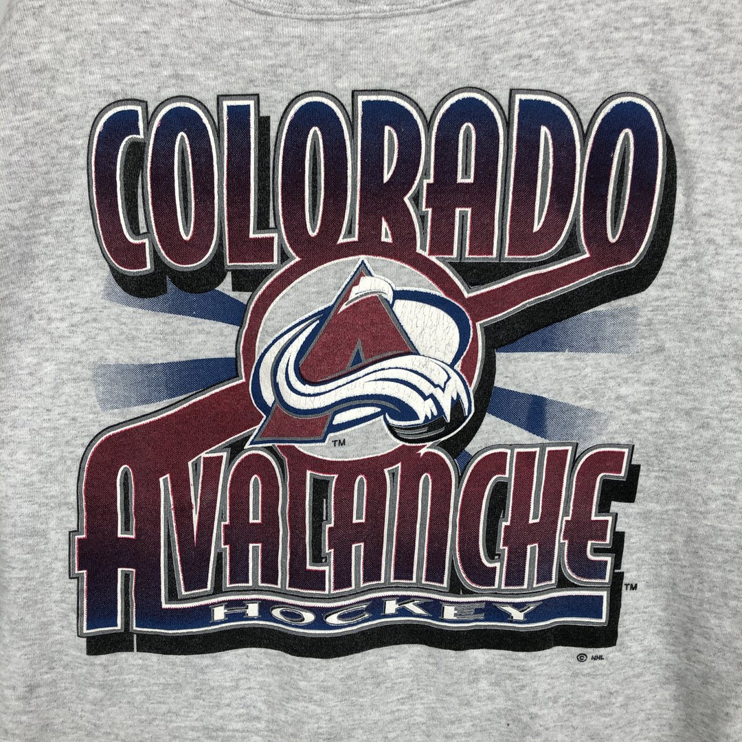 90'S Tultex Maximum Sweats NHL Colorado Avalanche Print Sweatshirt (Men's XXL equivalent) cotton gray type Vintage Second Hand