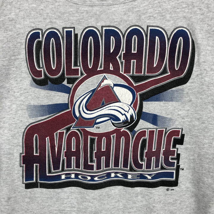 90'S Tultex Maximum Sweats NHL Colorado Avalanche Print Sweatshirt (Men's XXL equivalent) cotton gray type Vintage Second Hand