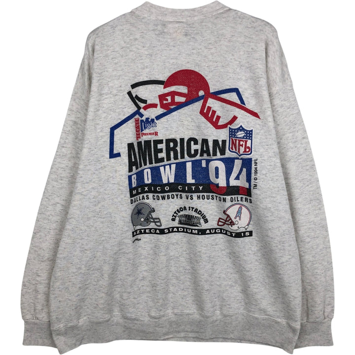 90'S Nutmeg 1994 NFL American Bowl Print Sweatshirt, Made in USA, Men's XL equivalent, Vintage cotton gray type Vintage Second Hand