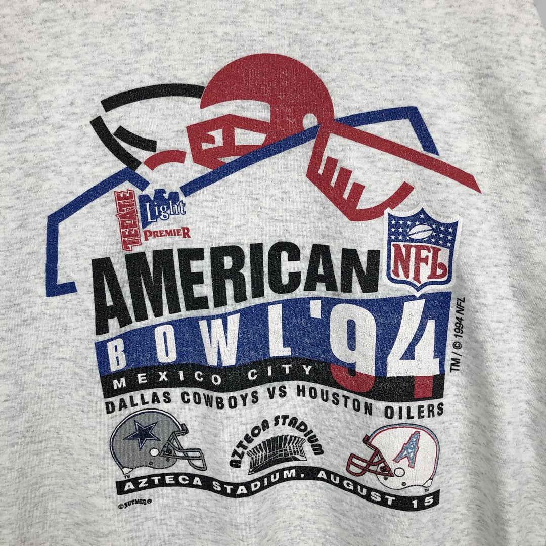 90'S Nutmeg 1994 NFL American Bowl Print Sweatshirt, Made in USA, Men's XL equivalent, Vintage cotton gray type Vintage Second Hand