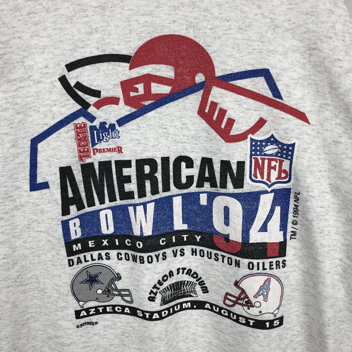 90'S Nutmeg 1994 NFL American Bowl Print Sweatshirt, Made in USA, Men's XL equivalent, Vintage cotton gray type Vintage Second Hand