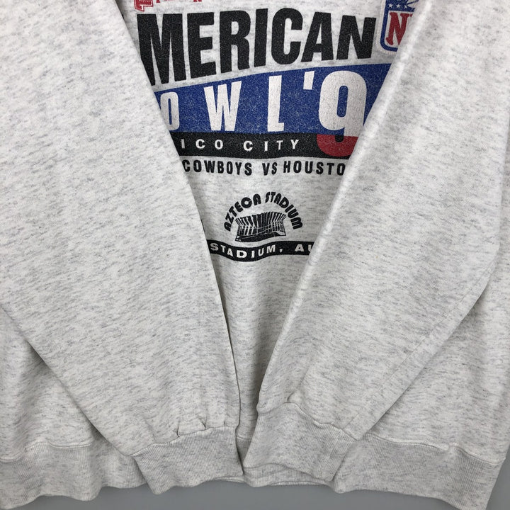 90'S Nutmeg 1994 NFL American Bowl Print Sweatshirt, Made in USA, Men's XL equivalent, Vintage cotton gray type Vintage Second Hand