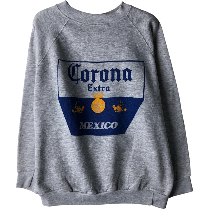 ACTION CORONA Corona Beer Advertising Sweatshirt, Made in USA, Men's XL (approx.) polyester gray type Vintage Second Hand