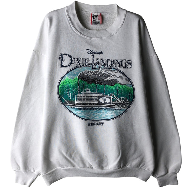 1990'S Walt Disney World Advertising Sweatshirt, Made in USA, Men's XL equivalent, Vintage polyester white type Vintage Second Hand