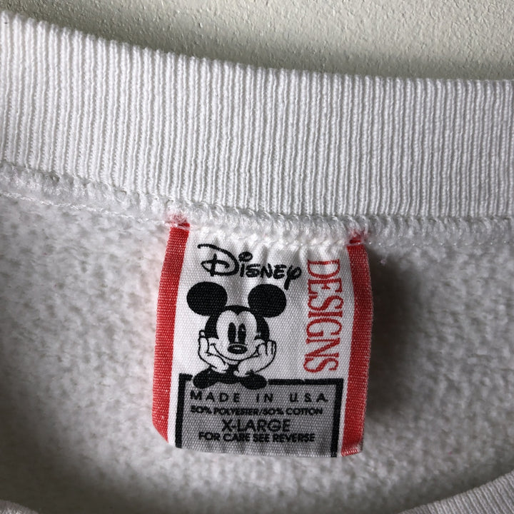 1990'S Walt Disney World Advertising Sweatshirt, Made in USA, Men's XL equivalent, Vintage polyester white type Vintage Second Hand