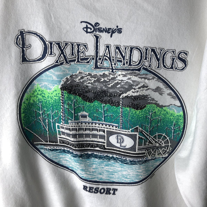 1990'S Walt Disney World Advertising Sweatshirt, Made in USA, Men's XL equivalent, Vintage polyester white type Vintage Second Hand