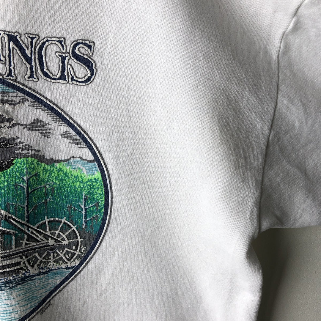 1990'S Walt Disney World Advertising Sweatshirt, Made in USA, Men's XL equivalent, Vintage polyester white type Vintage Second Hand
