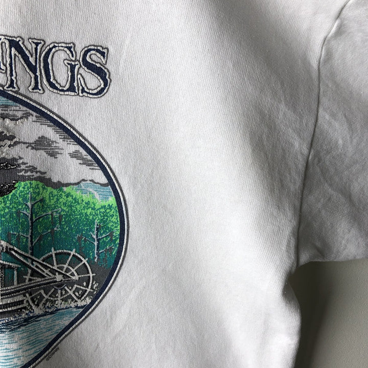 1990'S Walt Disney World Advertising Sweatshirt, Made in USA, Men's XL equivalent, Vintage polyester white type Vintage Second Hand