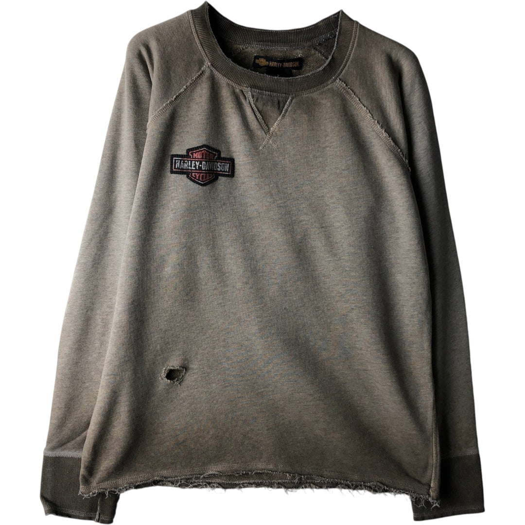Harley-Davidson studded advertising sweatshirt, men's size L (approx.) cotton brown type Vintage Second Hand