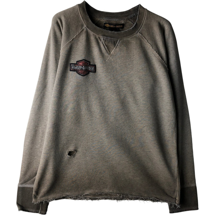 Harley-Davidson studded advertising sweatshirt, men's size L (approx.) cotton brown type Vintage Second Hand