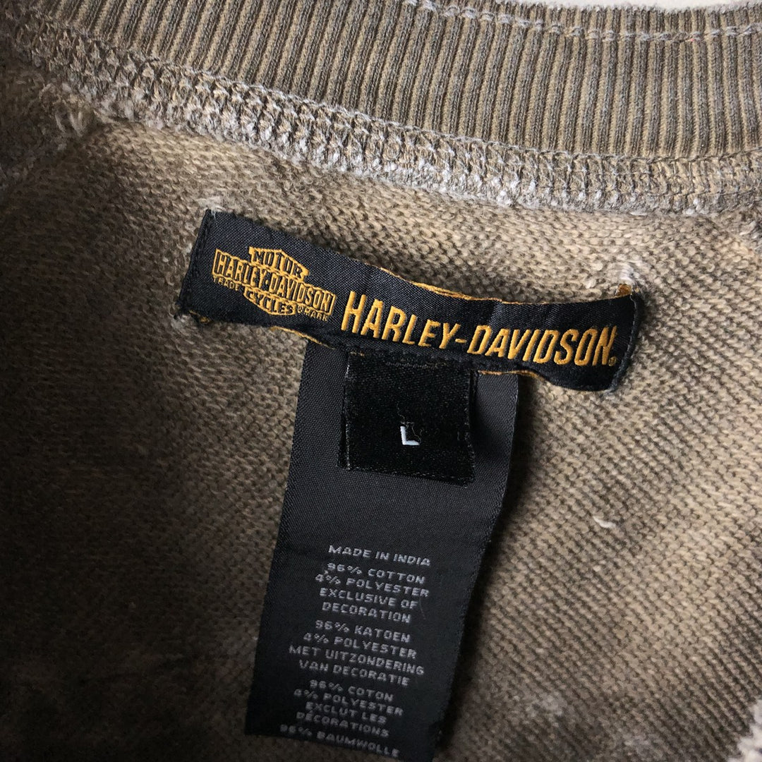 Harley-Davidson studded advertising sweatshirt, men's size L (approx.) cotton brown type Vintage Second Hand