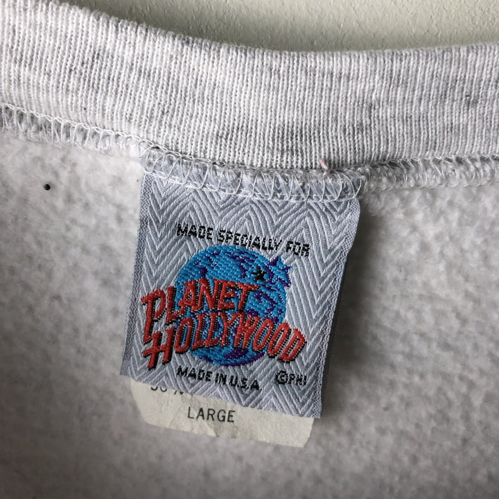 90'S Planet Hollywood Advertising Sweatshirt, Made in USA, Men's L, Vintage cotton gray type Vintage Second Hand