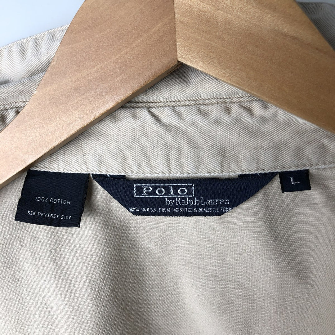 90'S Ralph Lauren POLO by Ralph Lauren Swing Top Sports Jacket Made in USA Men's L size cotton Beige type Vintage Second Hand