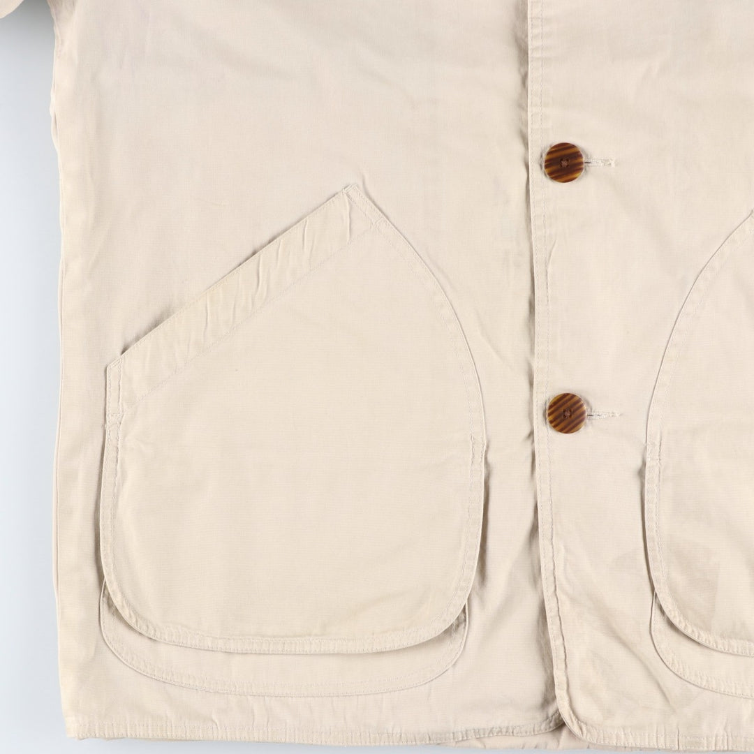 90'S J.Crew Vintage Hunting Jacket, Men's Size Medium cotton unbleached Vintage Second Hand