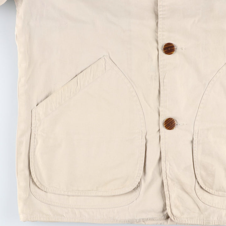 90'S J.Crew Vintage Hunting Jacket, Men's Size Medium cotton unbleached Vintage Second Hand