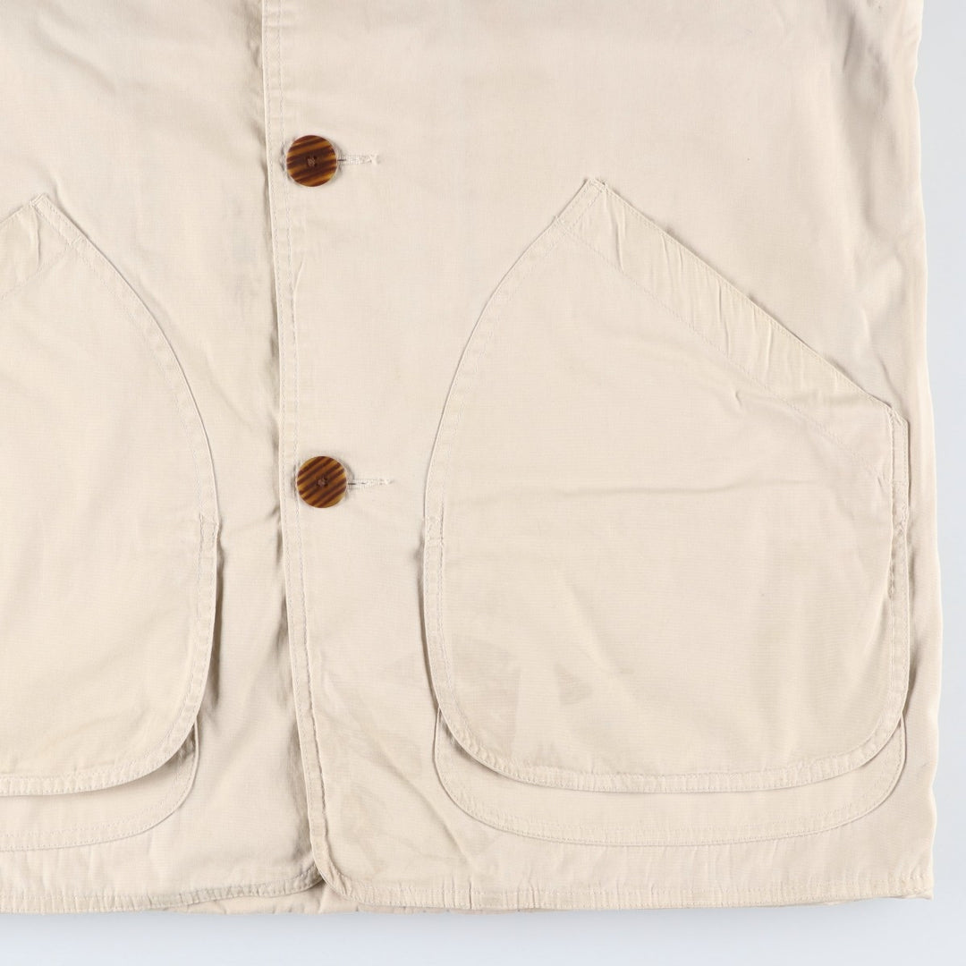 90'S J.Crew Vintage Hunting Jacket, Men's Size Medium cotton unbleached Vintage Second Hand