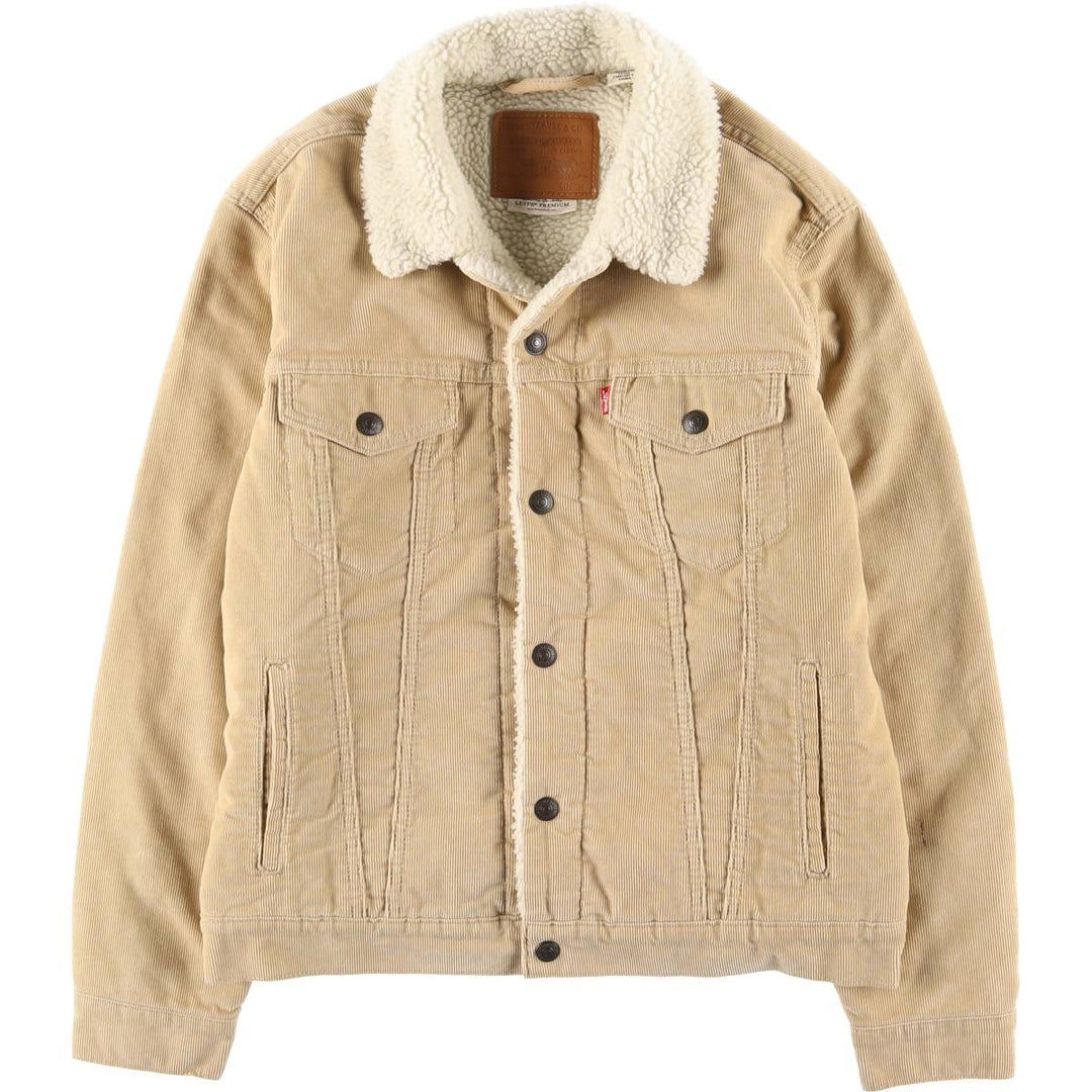 Levi's Trucker Jacket, Padded, Corduroy Boa Jacket, Men's Size M (approx.) cotton Beige type Vintage Second Hand