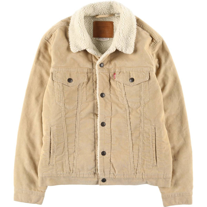 Levi's Trucker Jacket, Padded, Corduroy Boa Jacket, Men's Size M (approx.) cotton Beige type Vintage Second Hand
