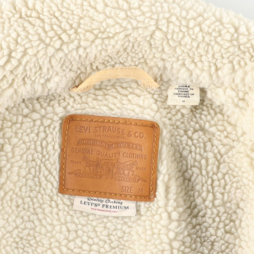 Levi's Trucker Jacket, Padded, Corduroy Boa Jacket, Men's Size M (approx.) cotton Beige type Vintage Second Hand