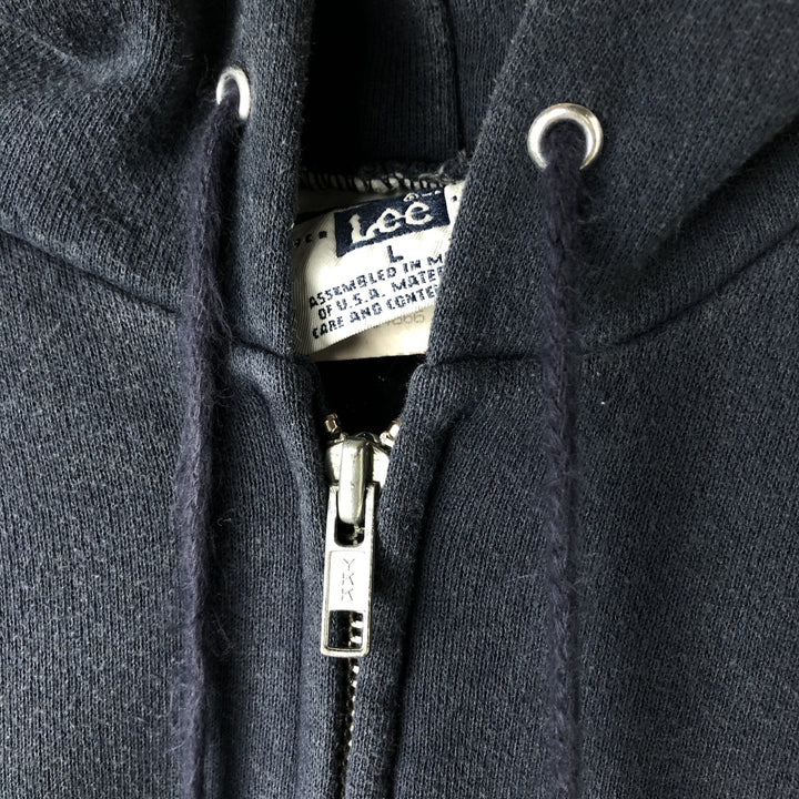 Vintage 90'S Lee Heavyweight Sweatshirt Full Zip Hoodie, Men's Size L cotton navy blue type Vintage Second Hand