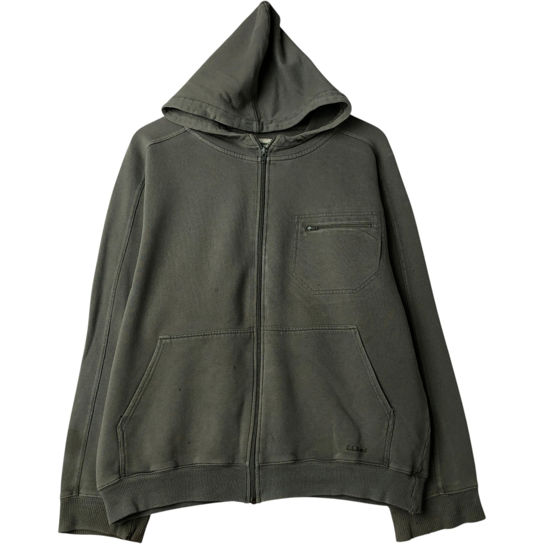 90s-00'S LLBean Full-Zip Sweatshirt, Men's Size M (Equivalent), Vintage cotton Khaki type Vintage Second Hand