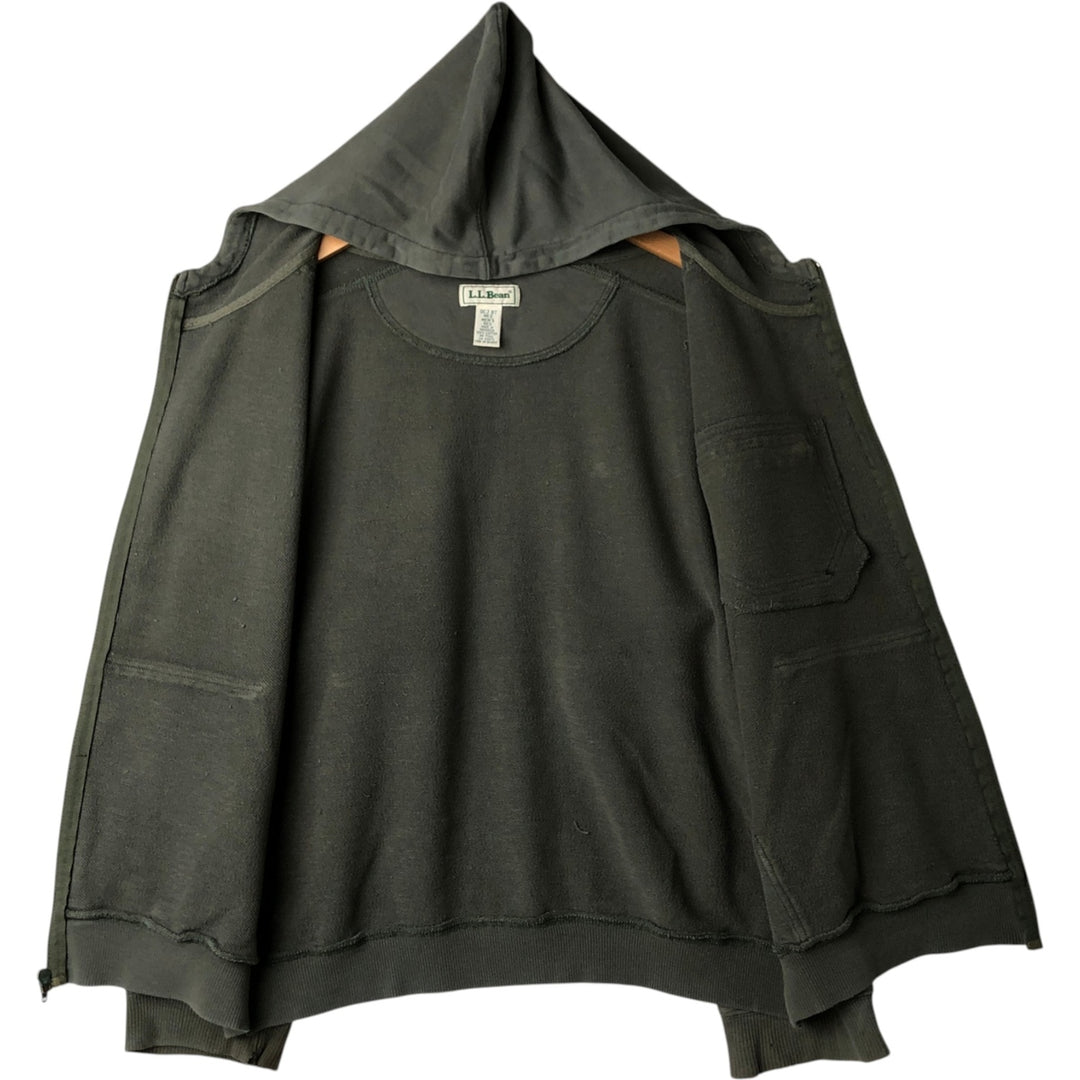 90s-00'S LLBean Full-Zip Sweatshirt, Men's Size M (Equivalent), Vintage cotton Khaki type Vintage Second Hand