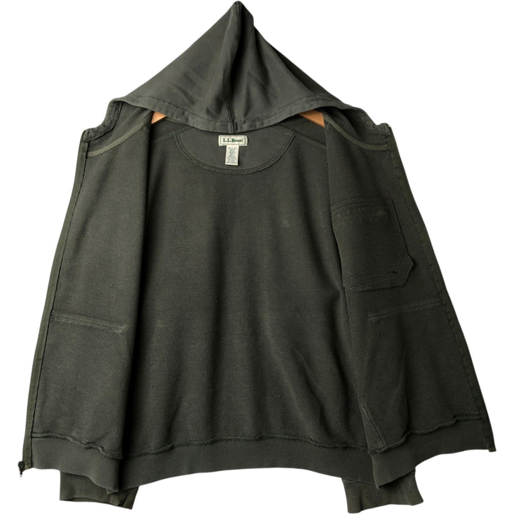 90s-00'S LLBean Full-Zip Sweatshirt, Men's Size M (Equivalent), Vintage cotton Khaki type Vintage Second Hand