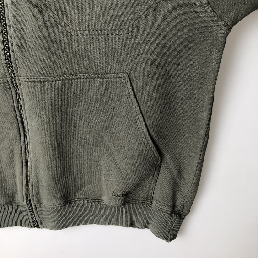 90s-00'S LLBean Full-Zip Sweatshirt, Men's Size M (Equivalent), Vintage cotton Khaki type Vintage Second Hand