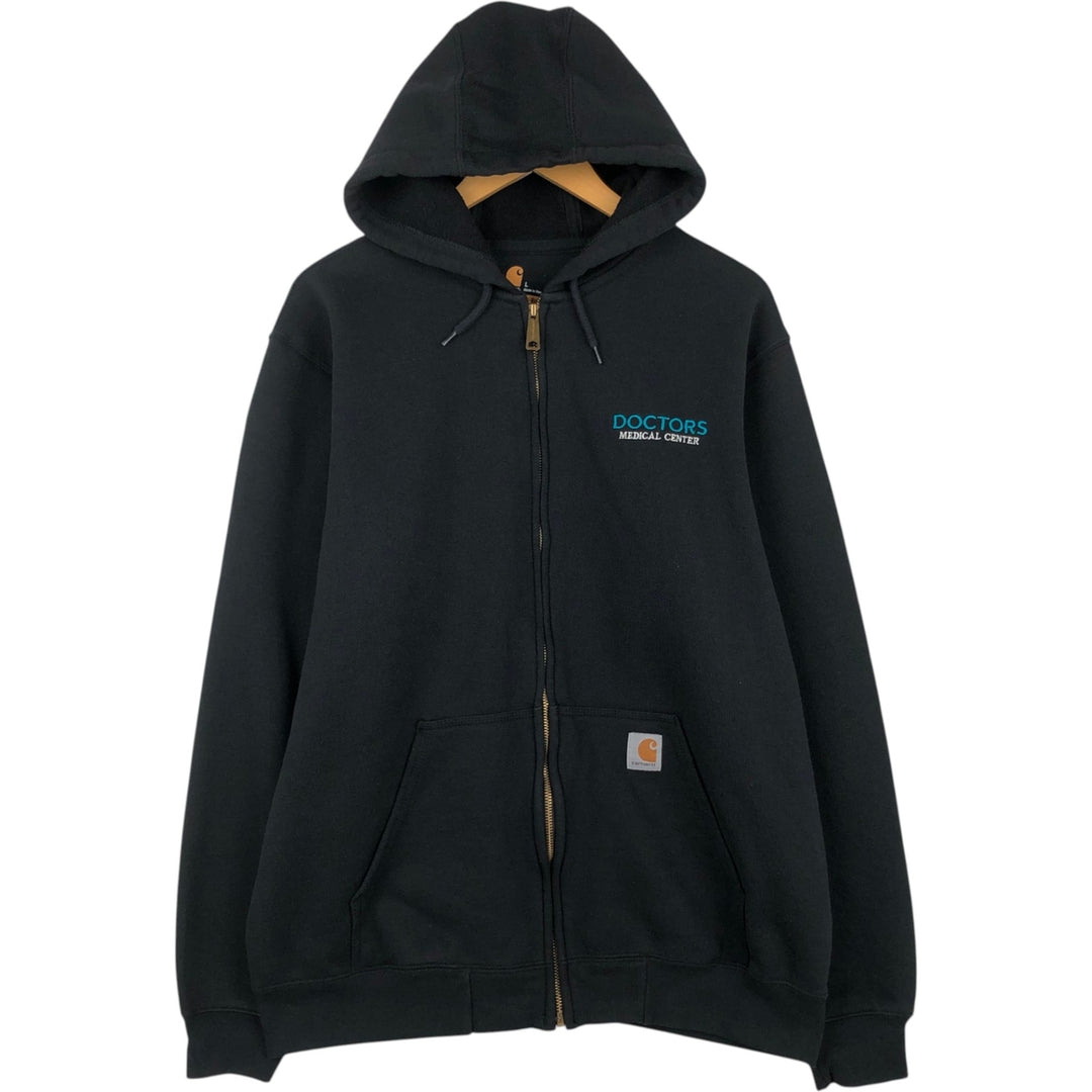 Carhartt Sweat Full Zip Hoodie Men's L size cotton black type Vintage Second Hand