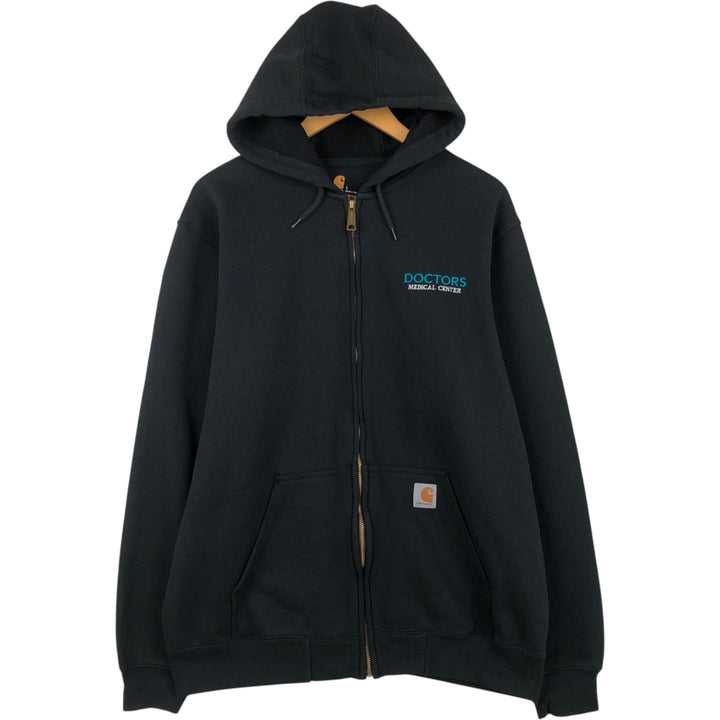 Carhartt Sweat Full Zip Hoodie Men's L size cotton black type Vintage Second Hand