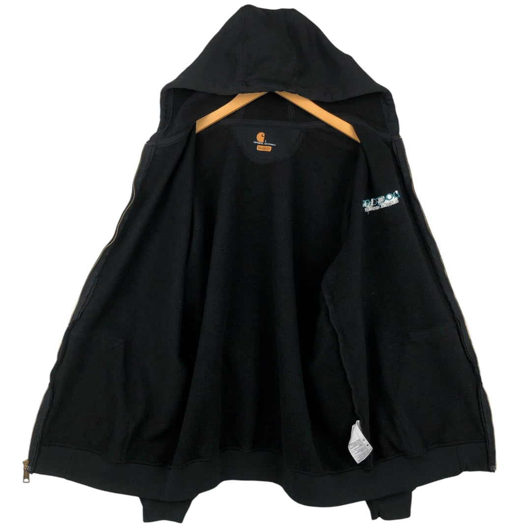 Carhartt Sweat Full Zip Hoodie Men's L size cotton black type Vintage Second Hand