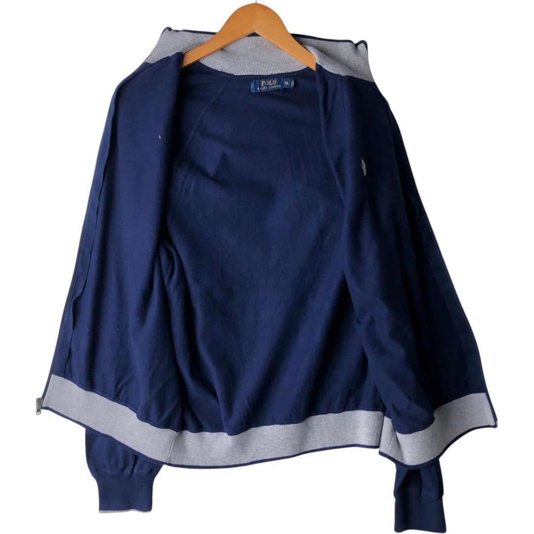 Ralph Lauren POLO RALPH LAUREN full-zip sweatshirt, men's size XL cotton navy blue type Vintage Second Hand