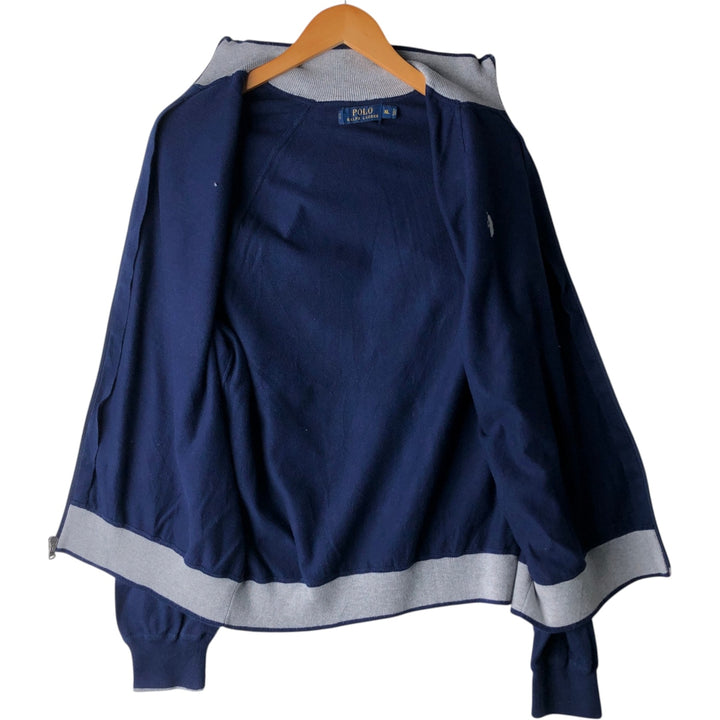 Ralph Lauren POLO RALPH LAUREN full-zip sweatshirt, men's size XL cotton navy blue type Vintage Second Hand