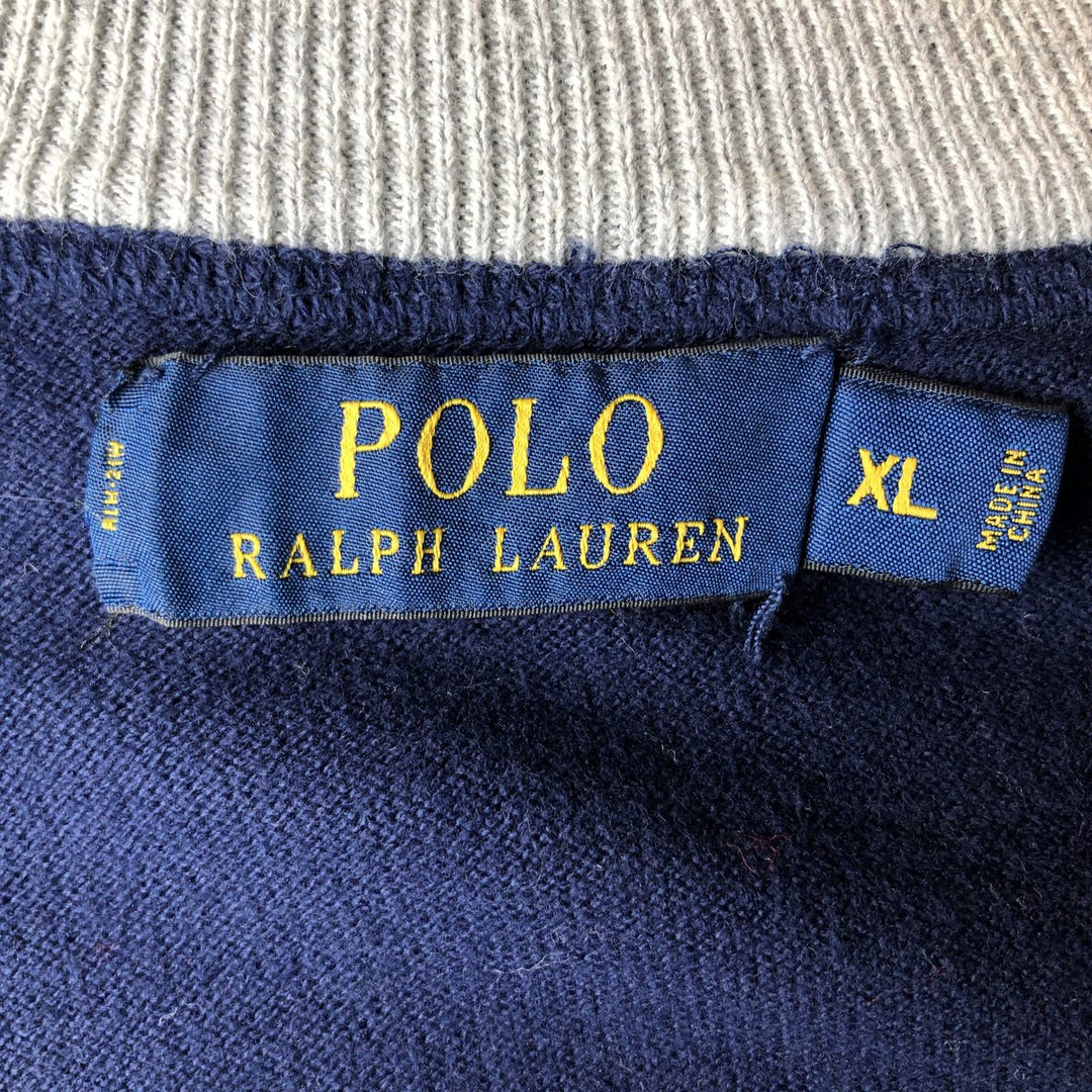 Ralph Lauren POLO RALPH LAUREN full-zip sweatshirt, men's size XL cotton navy blue type Vintage Second Hand