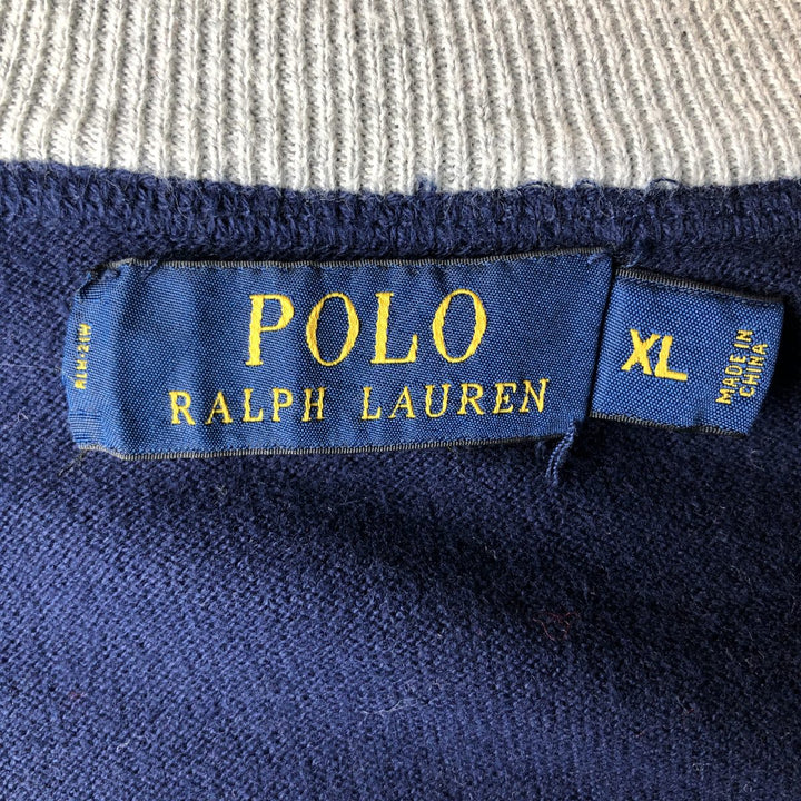 Ralph Lauren POLO RALPH LAUREN full-zip sweatshirt, men's size XL cotton navy blue type Vintage Second Hand