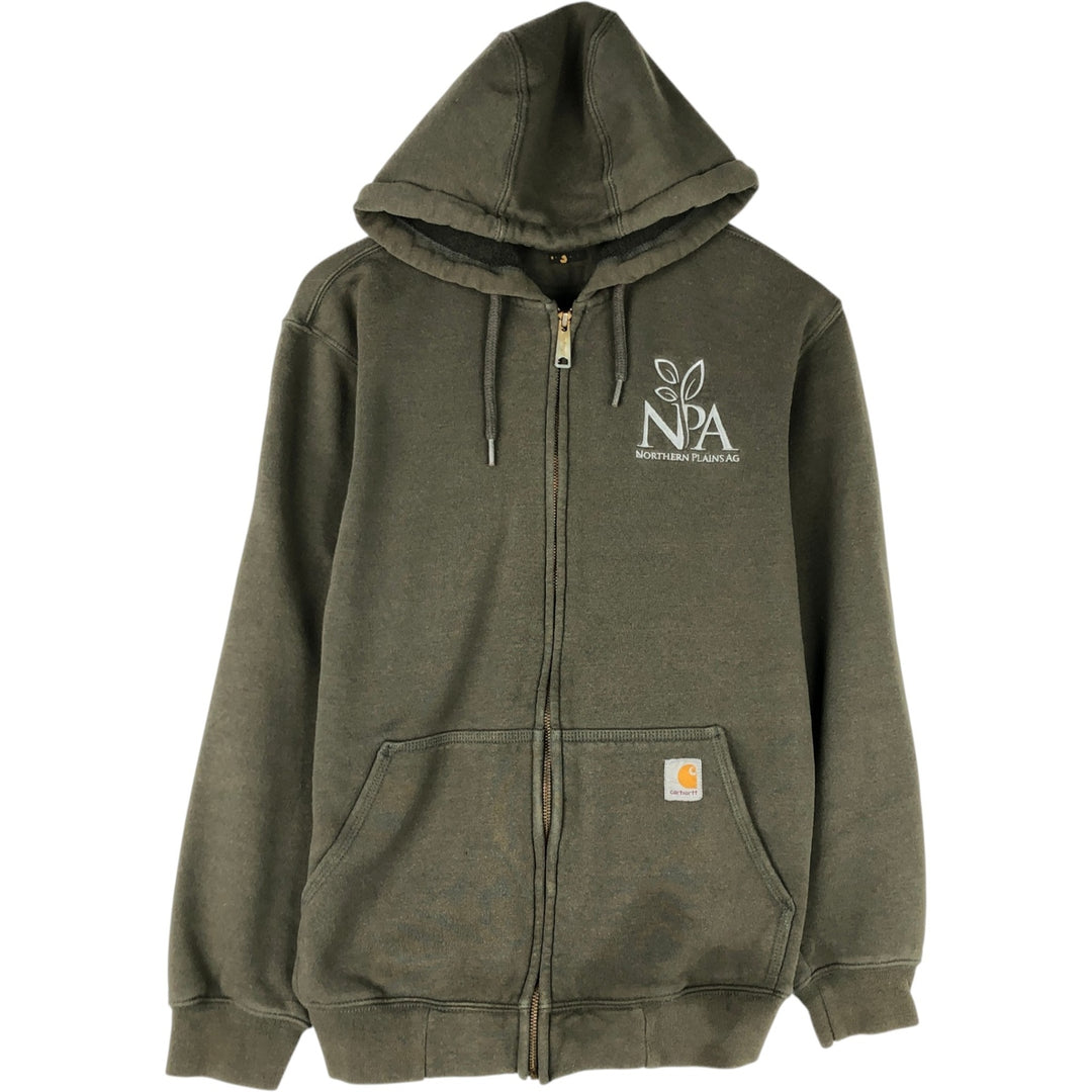 Carhartt Northern Plains Ag Advertising Full-Zip Sweatshirt Hoodie (Men's Size S) cotton Khaki type Vintage Second Hand