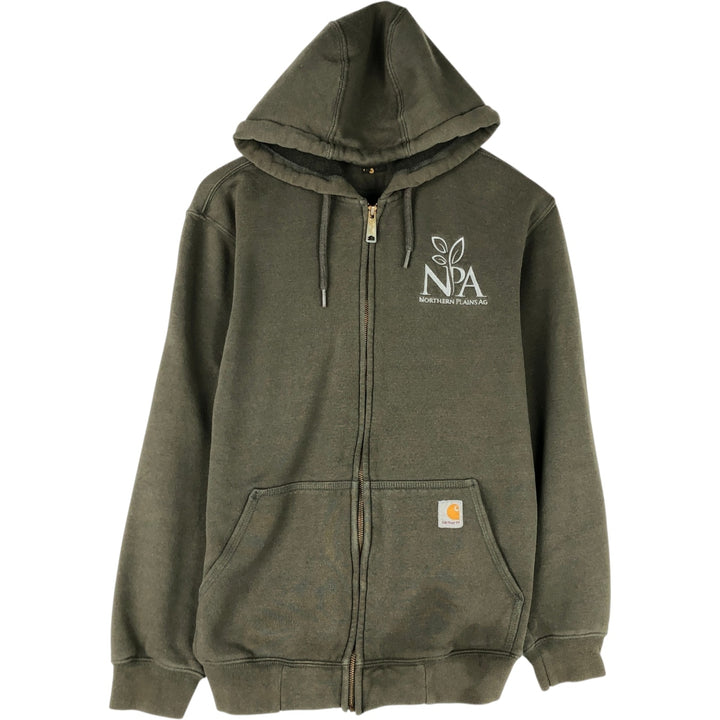 Carhartt Northern Plains Ag Advertising Full-Zip Sweatshirt Hoodie (Men's Size S) cotton Khaki type Vintage Second Hand