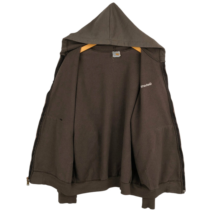 Carhartt Sweat Full Zip Hoodie Men's L size cotton brown type Vintage Second Hand