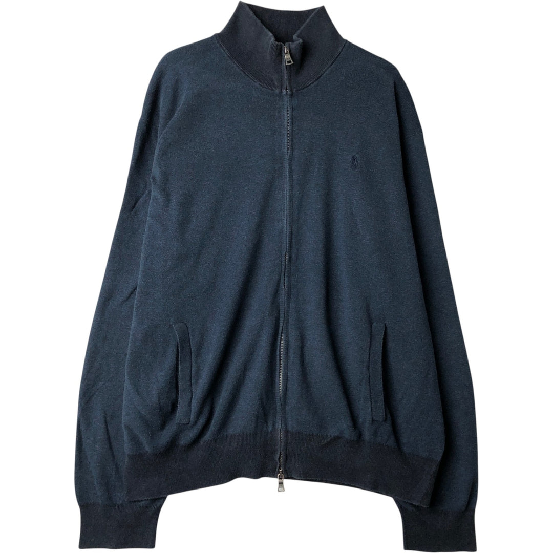 Ralph Lauren POLO RALPH LAUREN full-zip sweatshirt, men's size XL Pima Cotton navy blue type Vintage Second Hand