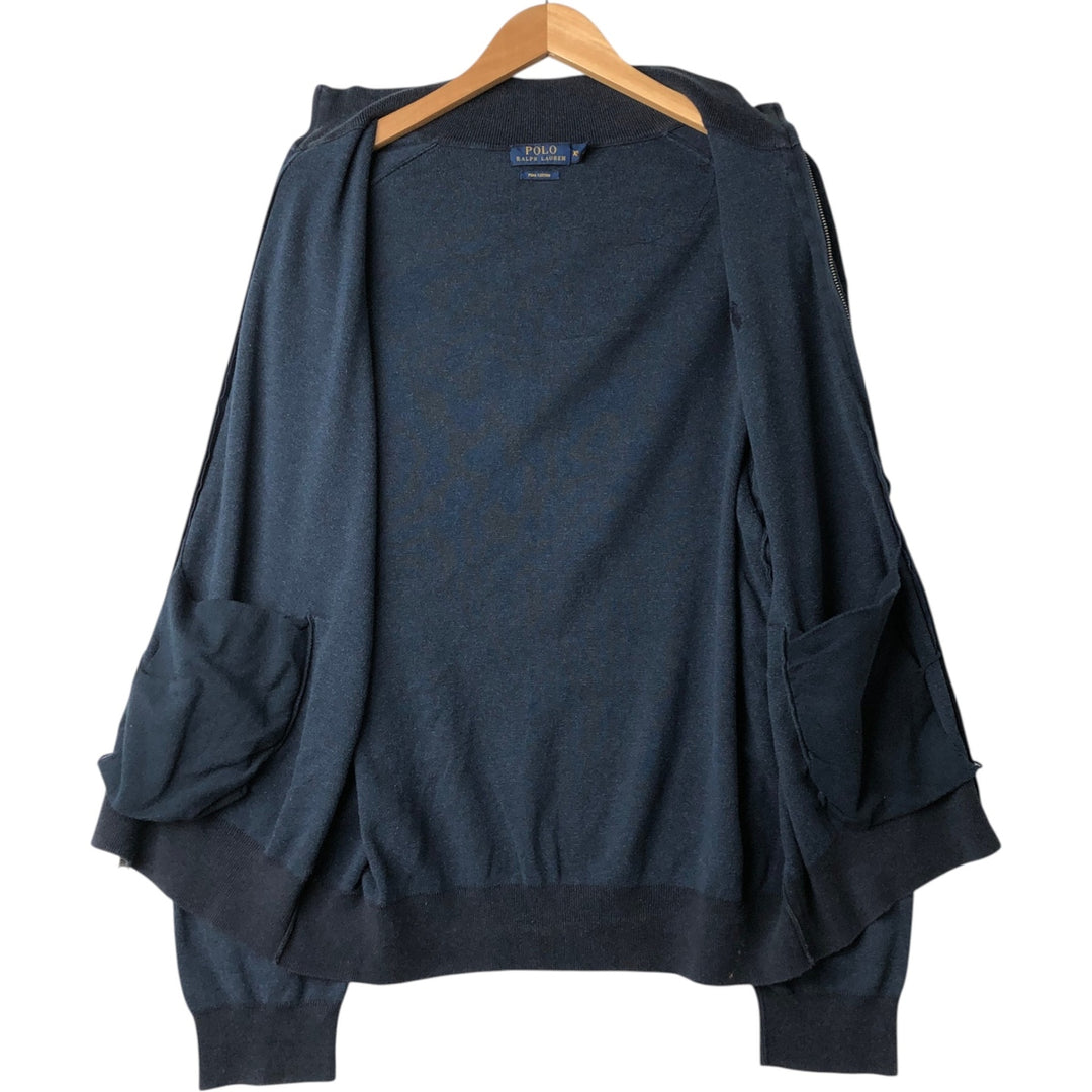 Ralph Lauren POLO RALPH LAUREN full-zip sweatshirt, men's size XL Pima Cotton navy blue type Vintage Second Hand